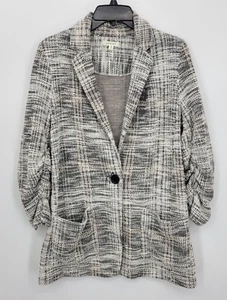 Max Studio Blazer Womens Medium Black White Tweed Oversized Old Money Y2K - Picture 1 of 10