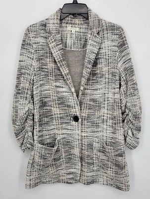 Blazer Max Studio para mujer mediano negro blanco tweed gran tamaño dinero antiguo Y2K Foto 1 de 4