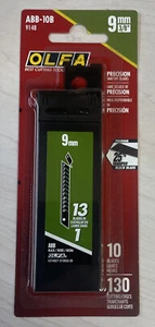 ABB-10B OLFA Precision Ultra-Sharp Black Snap-Off Blade, 9mm, 1 Pack of 10 - Picture 1 of 2