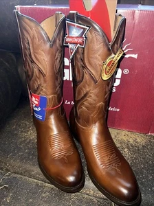 New Mens RIO GRANDE Mex Sz 29.5 US 10.5 Brown Leather Cowboy Boots - Picture 1 of 11