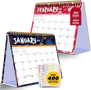 18 Months Small Desk Calendar 2025 Standing Flip Jan 2025-June 2026-8X6In Stand - Picture 1 of 12
