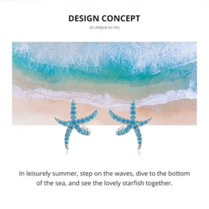 Pendientes Voroco Niña 100% Plata de Ley Azul AAA Circón Estrella de Mar Joyería - Imagen 1 de 11