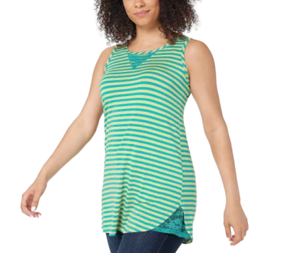 Camiseta sin mangas LOGO Layers de Lori Goldstein a rayas cuello en V verde viridiana elige la talla Foto 1 de 2