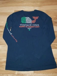 Vineyard Vines Boys XL 16 Blue Whale Pocket  Shirt L/S Happy St Paddy's Day 2017 - Picture 1 of 5