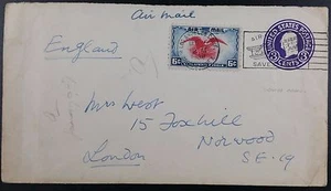 1938 USA Air Mail Uprated Stationery Cover Los Angeles to Norwood, Pictorial PMK - Picture 1 of 2