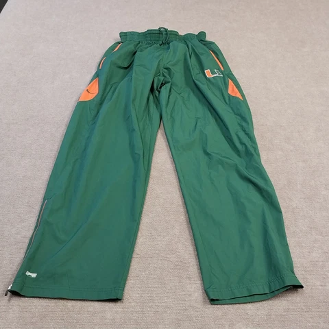 Nike Clima Fit Miami Hurricanes Mens L Green Elastic Waist Ankle Zip Sweatpants Cover