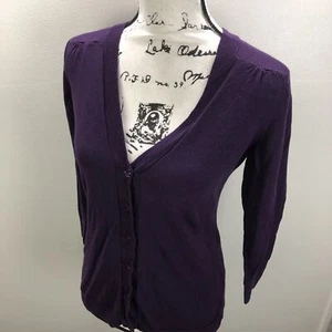 THE LIMITED Button Down V-Neck Purple Cardigan Knit Sweater Women's Size Medium - Picture 1 of 11
