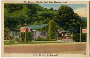 Cherokee NC Cherokee Chieftain Craft Shop 1947 Vintage Roadside Postcard 062513 - Picture 1 of 2