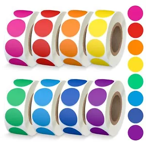 4000 PCS Round Color Coding Labels - Garage Sale Price Stickers - 8 Rolls 8 - Picture 1 of 9