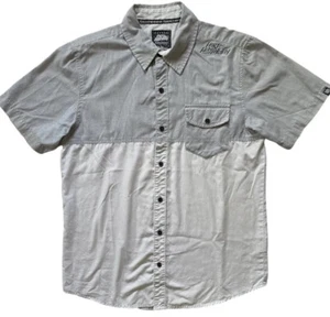 HART & HUNTINGTON Mens Medium Shirt Button Up Short Sleeve Gray Tattoo Studio - Picture 1 of 9