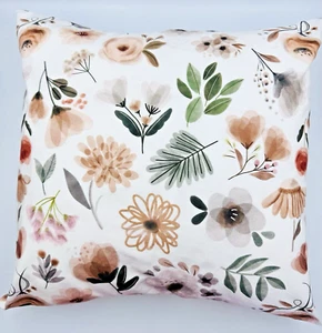 Throw Pillow Cover WOODLAND SAGE FLORALS 18" Handmade Cotton Envelope # 1791 - Picture 1 of 3