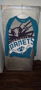 Vintage Charlotte Hornets Sweatshirt Crewneck Size LARGE Men's Teal NBA - Picture 1 of 5