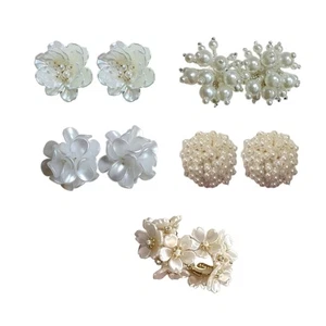 Delicate Ear Studs Unique Flower Studs Earring Beaded Ear Jewelry Flower Ear Pin - Picture 1 of 13