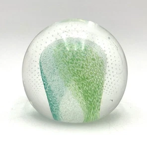 Art Glass Paperweight Caithness Scotland Harmonics Blue Green Bubble 80s 90s - Bild 1 von 22
