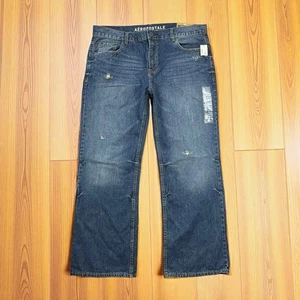 Aeropostale Jeans 38x32 Benton Boot Cut Baggy Loose FIt Dark Wash Blue Denim Y2K - Picture 1 of 17