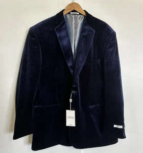VINCI Blue Velvet Jacket NWT Size 4XL Sapphire Sport Coat Wedding Blazer - Picture 1 of 6
