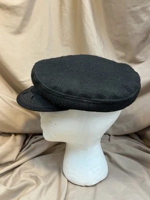 Aegean Greek Fisherman Cap Hat Sea Black Wool Blend 56 -7 Vtg - Image 1 of 4