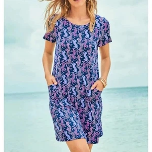 Neu ohne Etikett Lilly Pulitzer Cody Kleid Oyster Bay marineblau auf dem Laufsteg XL - Bild 1 von 9