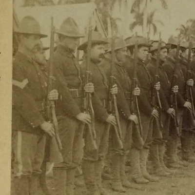 Винтажная стереоскопия Stereoview Miitary Scene 6th Ohio Volunteers Cienfuegos Cuba - Изображение 1 из 4
