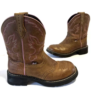 Bota vaquera Justin Gemma Western marrón envejecido talla 8,5B punta redonda para mujer - Imagen 1 de 14