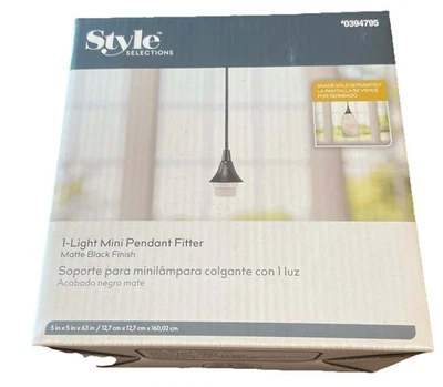 Mini Pendant Fitter Light Fixture in Matte Black Finish Style New Model 0394795 - Image 1 of 4