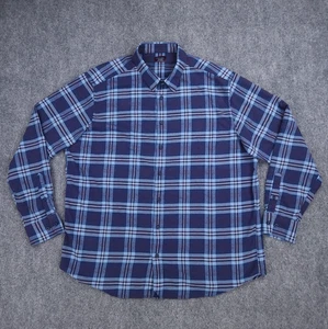 UNTUCKit Shirt Mens XXXL Tall 3XLT Blue Checkered Plaid Button Up Flannel Cotton - Picture 1 of 9