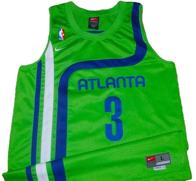 VTG SHAREEF ABDUR-RAHIM ATLANTA HAWKS NIKE NEON GREEN JERSEY YOUTH L+2 SEWN! - Image 1 of 3