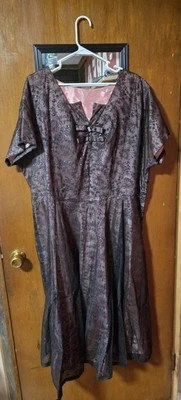 1950s Blue And Pink Lace Multi Color  Sequin Dress With Rosws And Ballerinas - Image 1 of 4