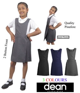 GIRLS UNIFORM PLEATED PINAFORE BIB DRESS KIDS SCHOOL UNIFORM AGES 2-18 YEARS - Picture 1 of 11