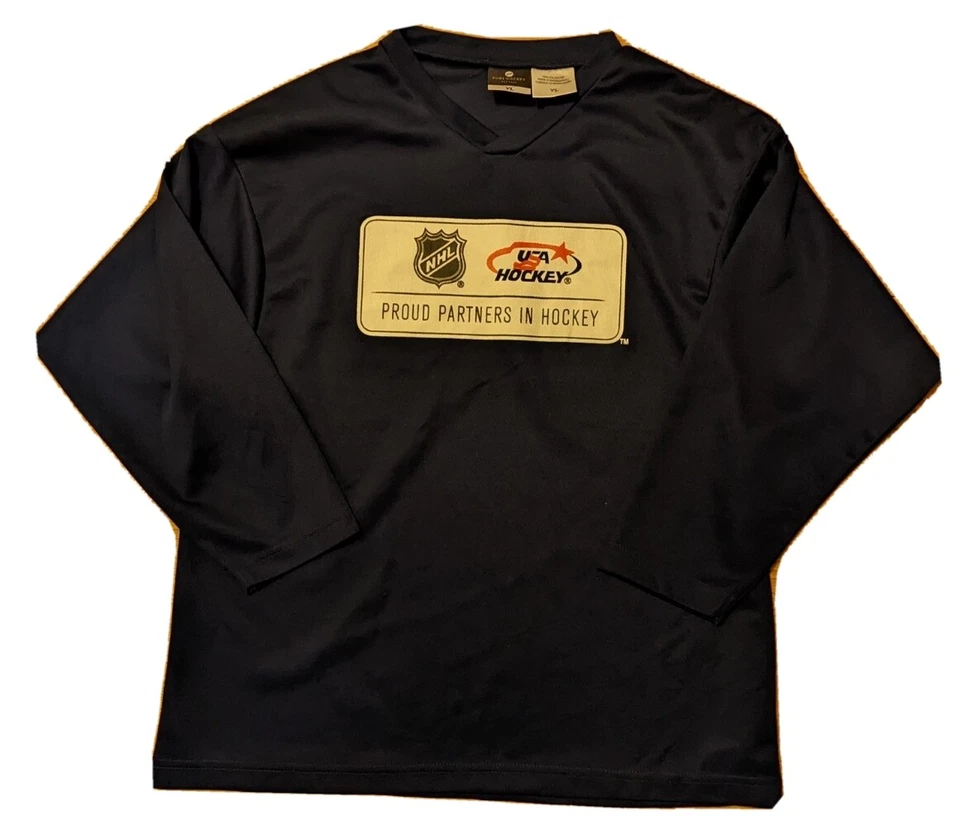 Camiseta de práctica rara AUTÉNTICA/Licencia EQUIPO EE. UU. NHL hockey AZUL jóvenes/niños L   Foto 1 de 1