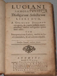 1729 GREEK LATIN BOOK LUCIANI SAMOSATENSIS DIALOGORUM SELECTORUM LIBRI DUO - Picture 1 of 11