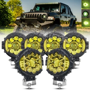 6PCS 7 In Side Shooter LED Work Light Pods Spot Flood Offroad Driving Amber Lamp - Picture 1 of 11