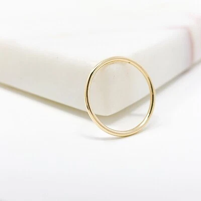 10k Solid Gold 1.3mm Stackable Ring, Simple Gold Ring, Yellow White Rose Rings - Image 1 of 4