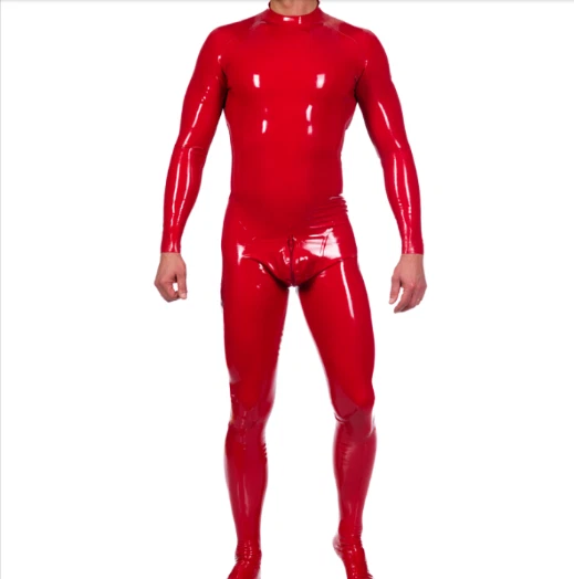 100% Latex Rubber Rote Herrenuniform Gummi Catsuit Kostüm Anzug 100% handgemacht - Bild 1 von 1