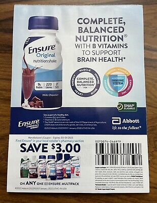 LOT Of 25 ENSURE Coupons $3 Off Any Multipack Expire 03/01/2023 • 17.99$
