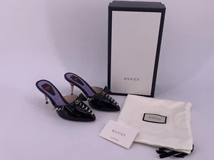 Nuevo Luxury Original GUCCI-549626 Mujer Cuero Zapatos/Mulas Grande-EU-37/UK-4 / US-7 - Imagen 1 de 12