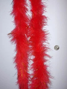 Red with gold LURUX Heavyweight Marabou Feather Boa 72" (6ft) - NWOT - Picture 1 of 4