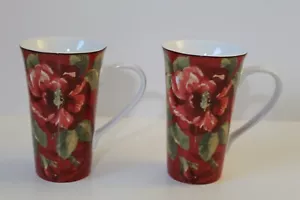 Pair of 222 Fifth Fine Porcelain Belize 16 oz Latte Mugs - Picture 1 of 12