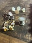 Vintage lot of Cufflinks & Snap Link Mother of Pearl Yellow Stone