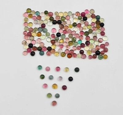 Natural Multi Tourmaline Round Cabochon Loose Gemstone Lot 100 Pcs 1.75 MM - Image 1 of 4