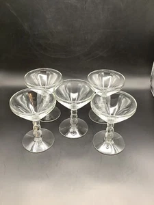 Vintage MCM Champagner Coupes Gläser 5er Set gestapelte Kugelstiele 5 Oz - Bild 1 von 8