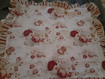 Waverly Garden Room NORFOLK ROSE Ruffle Table Topper Tablecloth ~ 32" x 34" - Image 1 of 4