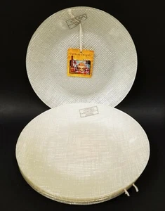 NEW SET OF 4 CHAMPAGNE IVORY FORGED GLASS,GLITERRY SALAD,DESERT PLATES-TURKEY - Picture 1 of 5