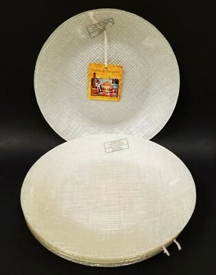 NEW SET OF 4 CHAMPAGNE IVORY FORGED GLASS,GLITERRY SALAD,DESERT PLATES-TURKEY - Image 1 of 4