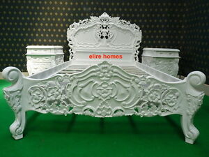  UK  4'6" Double size White French style designer Rococo Bed TOP QUALITY