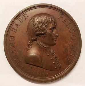 GIOVAN BATTISTA DRAGHI DETTO PERGOLESI 1806 COMPOSITORE MEDAGLIA IN BRONZO - Picture 1 of 2