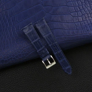Genuine Real Electric Blue Alligator Leather Watch Strap Band 18mm 20mm 22mm - Picture 1 of 10