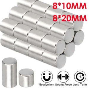 10/20/50 8*10MM/20MM Super Strong N45 Rare Earth Round Cylinder Neodymium Magnet - Picture 1 of 14