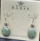 Barse Garden Gate Earrings- Green Jasper- Bronze- NWT