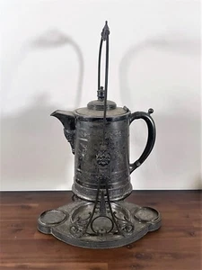 Antique Simpson Hall Miller & Co Quadruple Silver Plate Tipping Water Pitcher - Picture 1 of 21